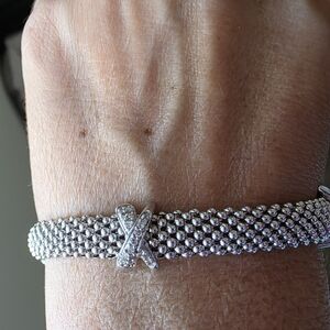 Elegant Sterling Silver Bracelet with Diamonds Accents